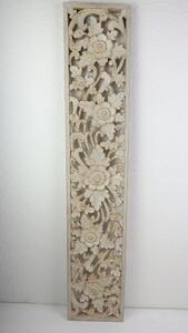 Dekorácia na stenu FLOWER biela, exotické drevo, ručná práca, 100 cm