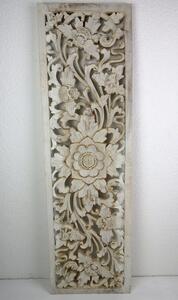 Dekorácia na stenu FLOWER biela, exotické drevo, ručná práca, 100 cm