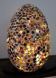 Stolná lampa EGG ART - hnedá / biela, 30 cm, ručná práca