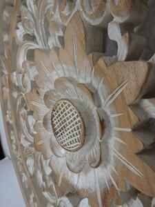 Dekorácia na stenu Mandala LOTOSOVÝ KVET natural, 50 cm,exotické drevo, ručná práca
