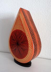 Stolná lampa MANDALA oranžová, ručne obojstranne maľovaná, 38 cm