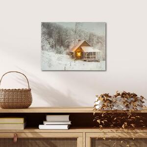 Nexos 86796 Nástenná maľba Zimný dom, 1 LED, 30 x 40 cm