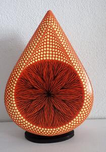 Stolná lampa MANDALA oranžová, ručne obojstranne maľovaná, 38 cm