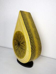 Stolná lampa MANDALA žltá, ručne obojstranne maľovaná, 38 cm