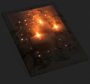 Nexos 86793 Nástenná maľba Horiace sviečky, 3 LED, 30 x 40 cm