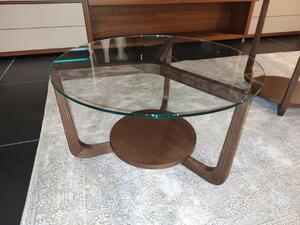 ISOLA dizajnový konferenčný stolík výška 34cm okrúhly sklo/masív P&C