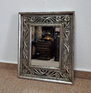 Zrkadlo ORCHID strieborné, exotické drevo, ručná práca, 60 x 50 cm
