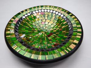 Miska zelená okrúhla, mozaika, ručná práca, Indonézia