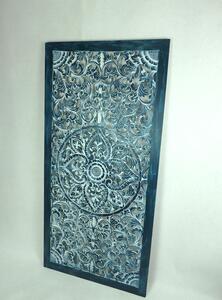Dekorácia na stenu PANEL FLOWER, modrá, 160x 80 cm, drevo, ručná práca