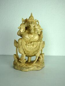 Soška Ganesh na lotose, ručná práca, exotické drevo