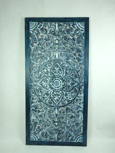 Dekorácia na stenu PANEL FLOWER, modrá, 160x 80 cm, drevo, ručná práca