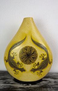 Stolná lampa Mandala žltá GEKO, ručne maľovaná obojstranne, 40 cm
