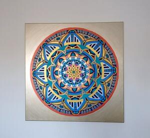 Obraz Mandala Serenity - modrá, 90x90 cm, ručná maľba