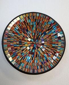 Miska farebná okrúhla, ručná mozaika, Indonézia