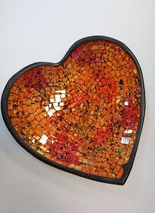 Miska SRDCE oranžová, ručná práca, keramika mozaika