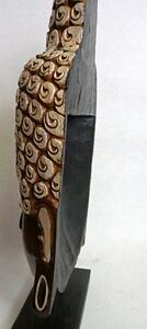 Soška Hlava Budha na stojane, antic, 80 cm, exotické drevo, ručná práca, Indonézia