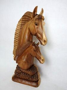 Socha Kôň a žriebä, 80 cm, exotické drevo, ručná práca, Indonézia