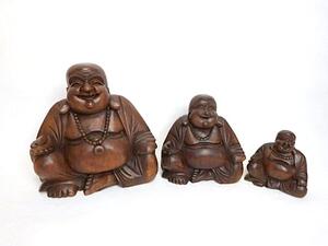 Soška Happy Budha, exotické drevo, ručná práca, hnedý