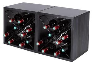 Čierny regál na víno počet fliaš 12 – Compactor