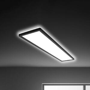 LED stropné svietidlo Tava, čierne, plast, 98 cm, podsvietenie, Čierna, Obývacia izba / jedáleň, Plast, Moderný, Stropné svetlo