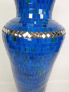 Váza DIVA modrá, 80 cm, keramika, sklenená mozaika, ručná práca