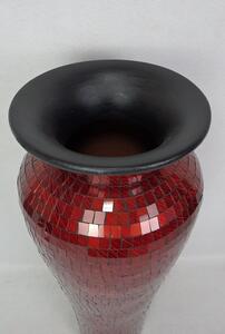 Váza červená DIVA, 80 cm, sklenená mozaika, ručná práca (vysoká váza na zem)