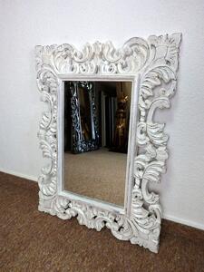 Zrkadlo SECRET biele, 80x60, exotické drevo, ručná práca