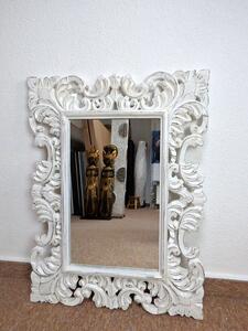 Zrkadlo SECRET biele, 80x60, exotické drevo, ručná práca