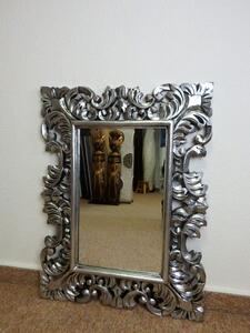 Zrkadlo SECRET, strieborné, 80x60, exotické drevo, ručná práca