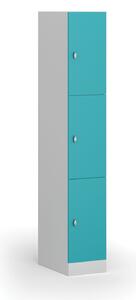 Šatníková skrinka s úložnými boxmi, 3 boxy, 1850 x 300 x 500 mm, otočný zámok, zelené dvere