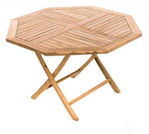 DEOKORK Záhradný skládací stôl osemuholník HAGEN ⌀ 120 cm (teak)