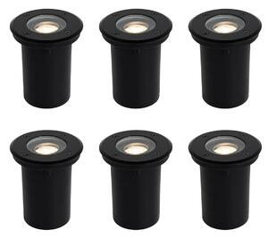 Sada 6 moderných vonkajších bodových svetiel čiernych 35 mm nastaviteľných IP65 - Delux