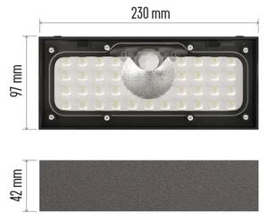 LED solárne svietidlo BRIXO so senzorom pohybu, 900lm, 4000K (ZG166S)