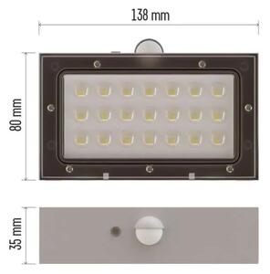 LED solárne svietidlo BRIXO so senzorom pohybu, 350lm, 4000K (ZG161S)