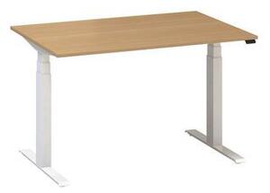 Výškovo nastaviteľný kancelársky stôl Alfa Up s bielym podnožím, 120 x 80 x 61,5-127,5 cm, dezén divoká hruška