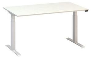 Výškovo nastaviteľný kancelársky stôl Alfa Up s bielym podnožím, 140 x 80 x 61,5-127,5 cm, dezén biely