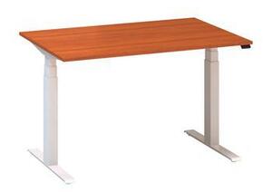 Výškovo nastaviteľný kancelársky stôl Alfa Up s bielym podnožím, 120 x 80 x 61,5-127,5 cm, dezén divoká čerešňa