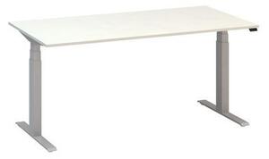 Výškovo nastaviteľný kancelársky stôl Alfa Up so sivým podnožím, 160 x 80 x 61,5-127,5 cm, dezén biely