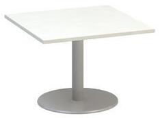 Konferenčný stôl Alfa 400 so sivým podnožím, 80 x 80 x 50,7 cm, dezén biely