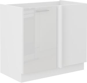Spodní rohová skříňka do kuchyně 90x82 cm 24 - MYSTIC - Bílá lesklá / Dub artisan