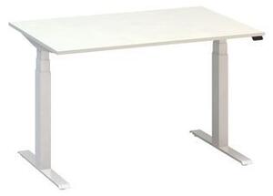 Výškovo nastaviteľný kancelársky stôl Alfa Up s bielym podnožím, 120 x 80 x 61,5-127,5 cm, dezén biely