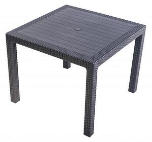 DEOKORK Záhradný stôl z umelého ratanu MANHATTAN 95x95 cm (antracit)