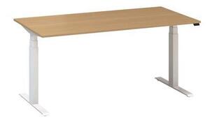 Výškovo nastaviteľný kancelársky stôl Alfa Up s bielym podnožím, 160 x 80 x 61,5-127,5 cm, dezén divoká hruška