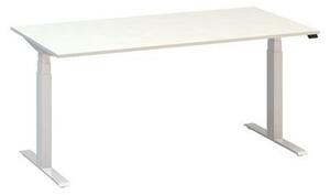 Výškovo nastaviteľný kancelársky stôl Alfa Up s bielym podnožím, 160 x 80 x 61,5-127,5 cm, dezén biely
