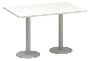 Konferenčný stôl Alfa 400 so sivým podnožím, 120 x 80 x 74,2 cm, dezén biely