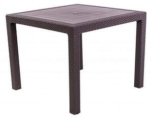 DEOKORK VÝPREDAJ Záhradný stôl z umelého ratanu MANHATTAN 95x95 cm (hnedá) POŠKODENÝ