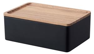 Čierny úložný box s vekom 18.5x12.5x7 cm Rin – YAMAZAKI