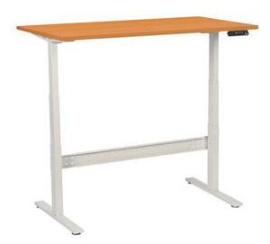 Výškovo nastaviteľný kancelársky stôl Manutan, 140 x 80 x 62,5 - 127,5 cm, rovné vyhotovenie, ABS 2 mm, buk