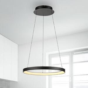 Paul Neuhaus LED závesné svietidlo Hoop, čierne, Ø 57 cm, stmievateľné