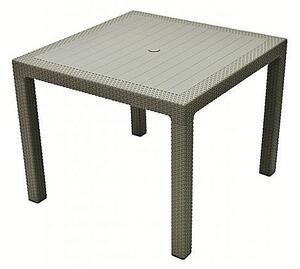 DEOKORK Záhradný stôl z umelého ratanu MANHATTAN 95x95 cm (cappuccino)